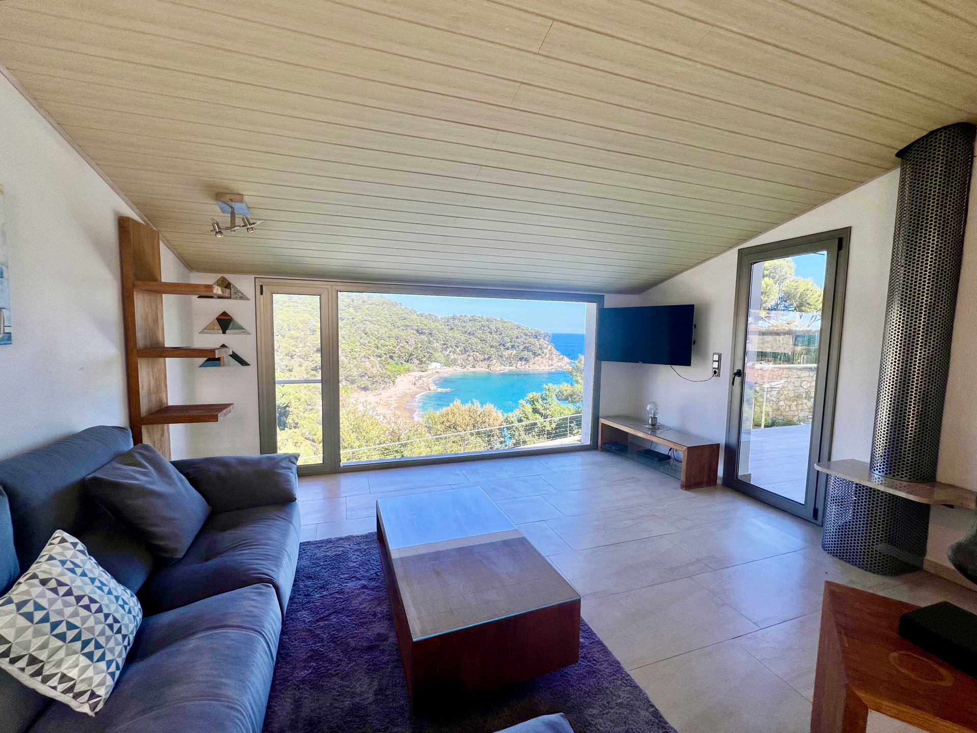 Living room with sea view window