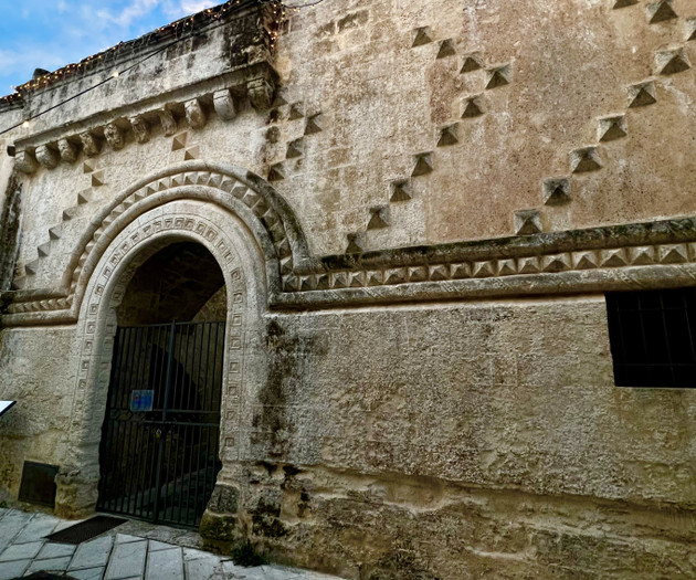 Historic carved stone building entrance