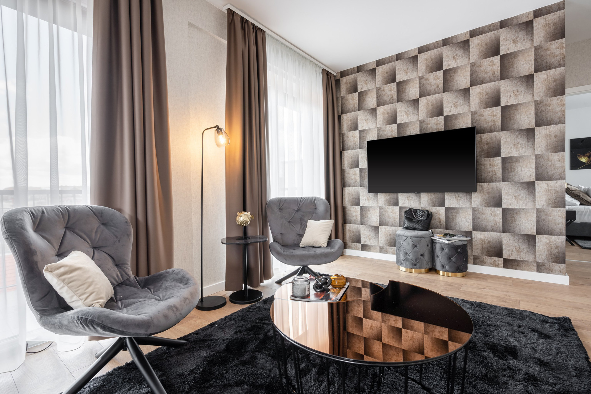 Living room with TV feature wall