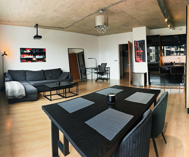 Open-plan living, dining and kitchen