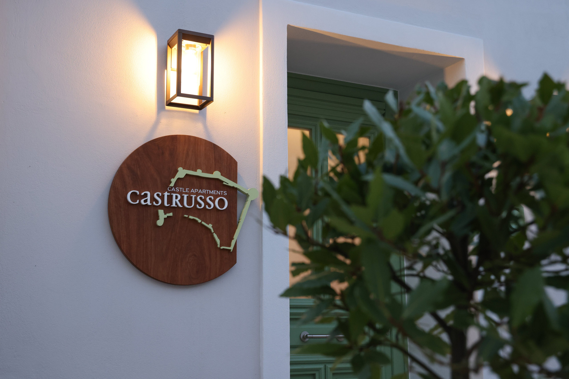 Entrance sign and doorway detail