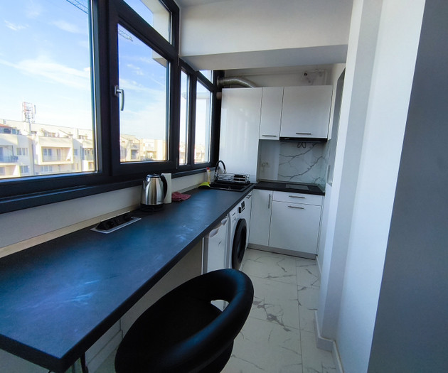 Kitchen counter with dining view