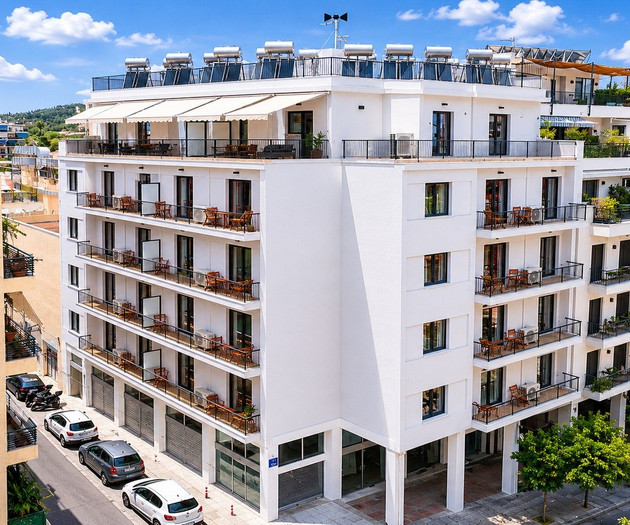 Building exterior with balconies