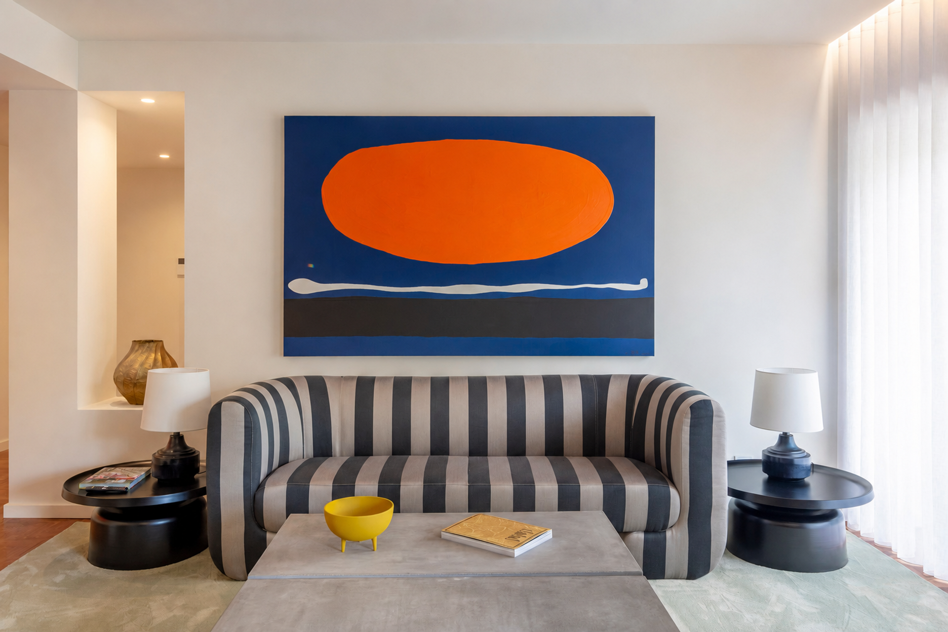 Living room with bold artwork