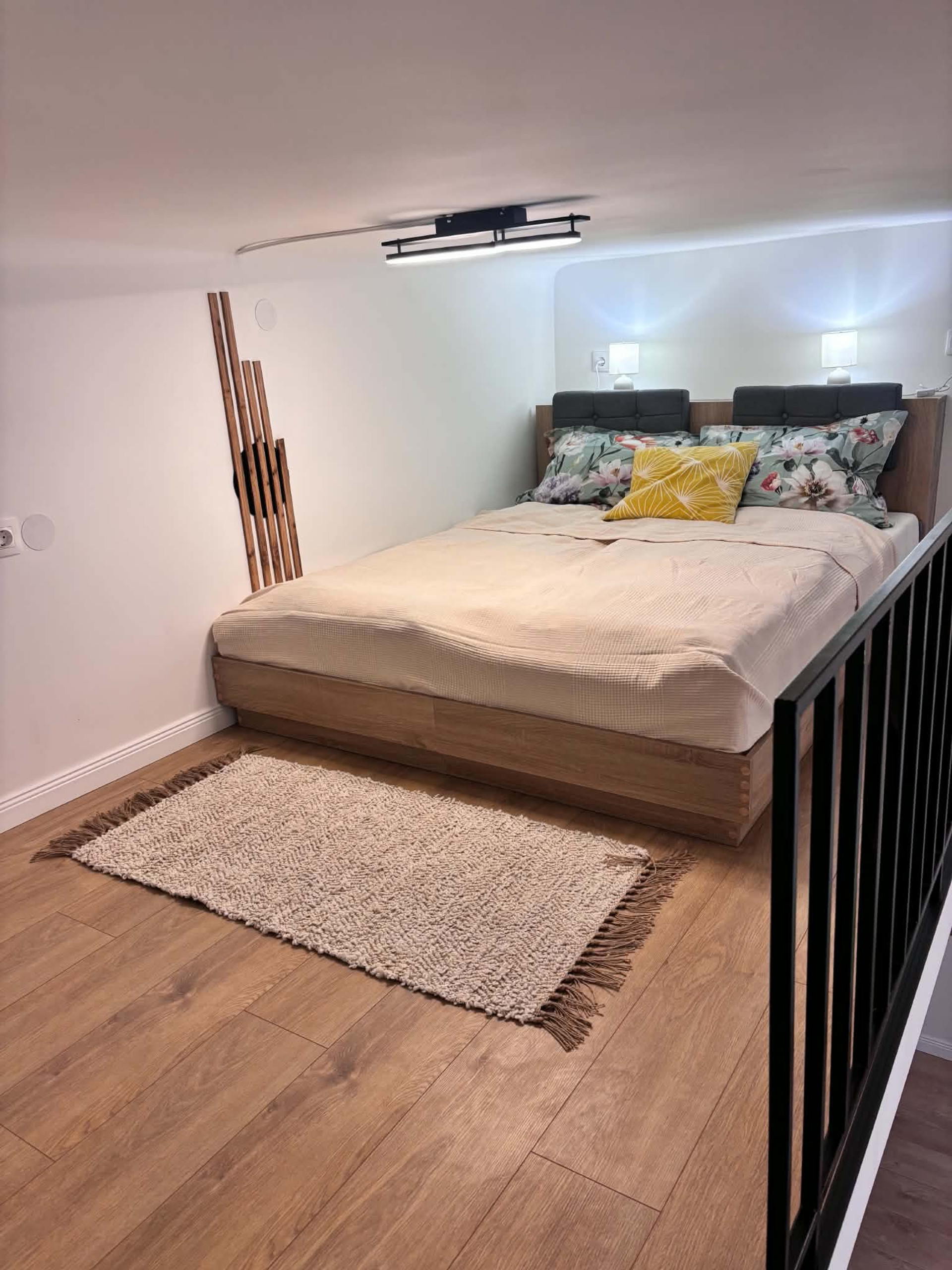 Loft bedroom with double bed