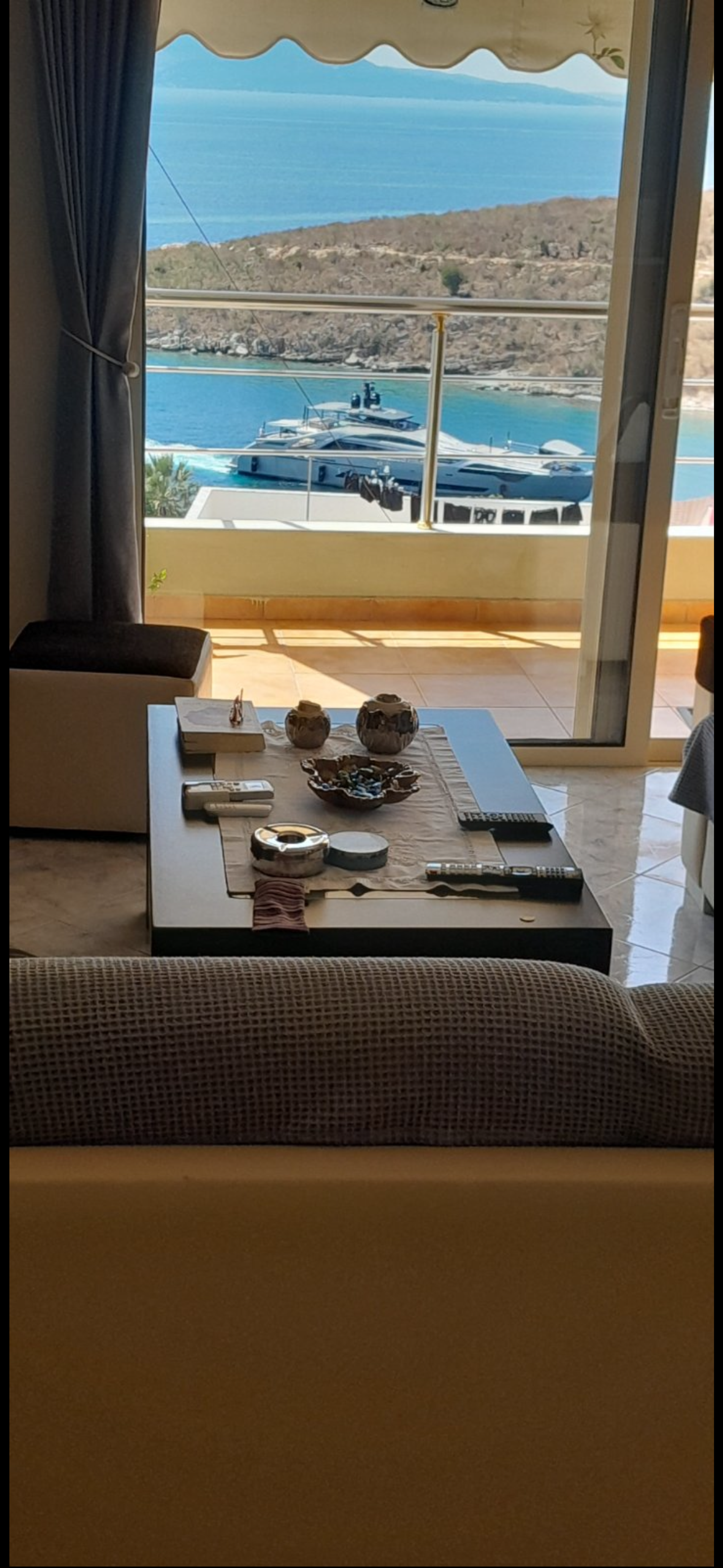 Living room coffee table with view