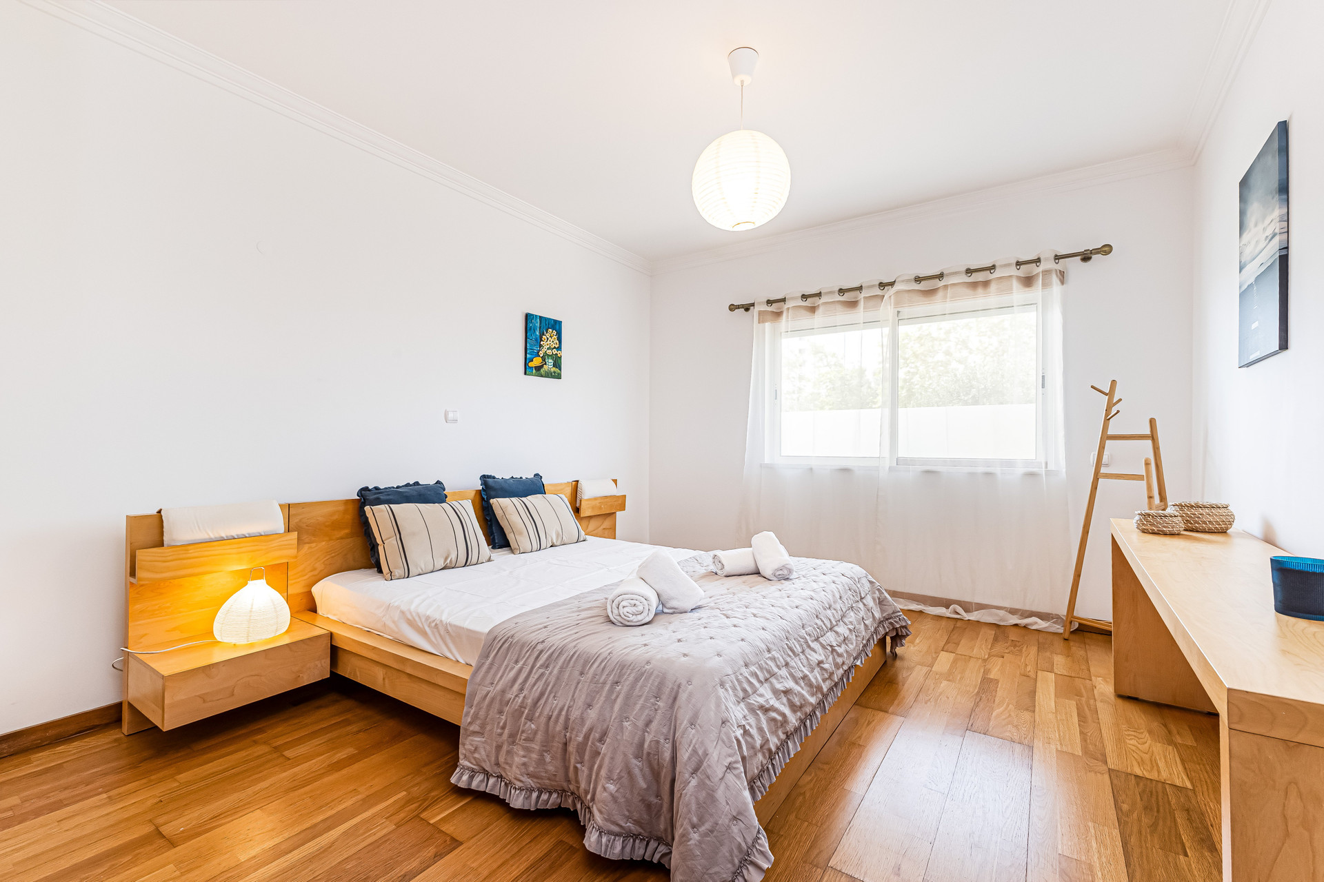 Bedroom with wooden furniture