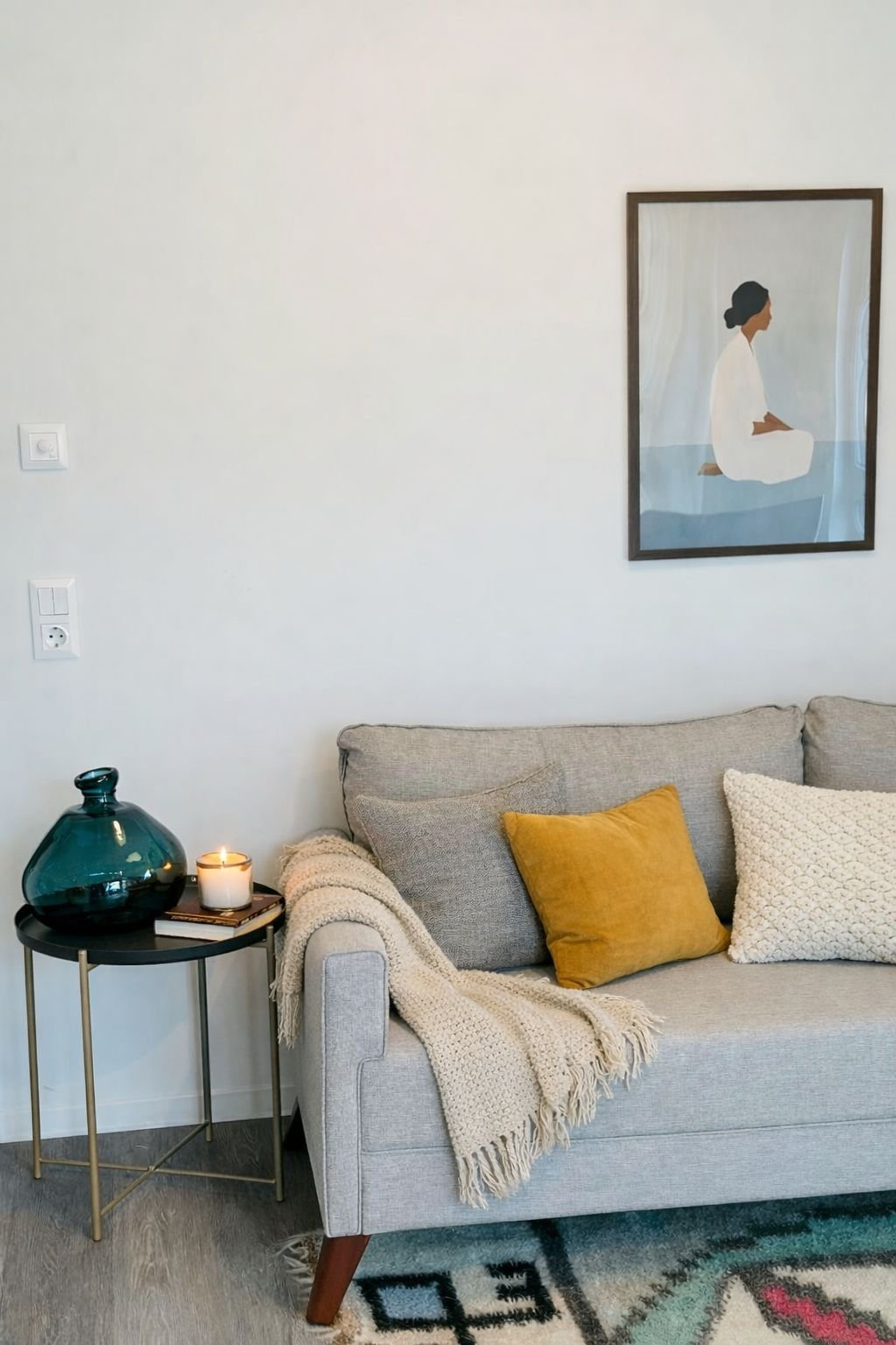 Cozy living room sofa corner