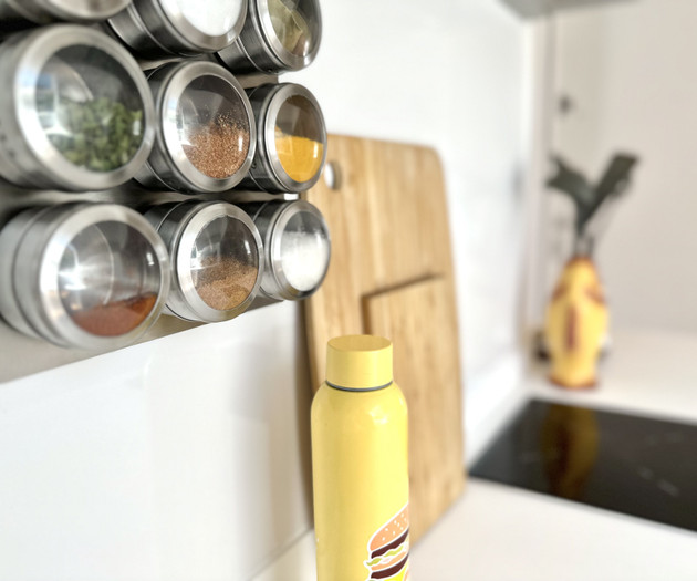 Kitchen spice rack close-up
