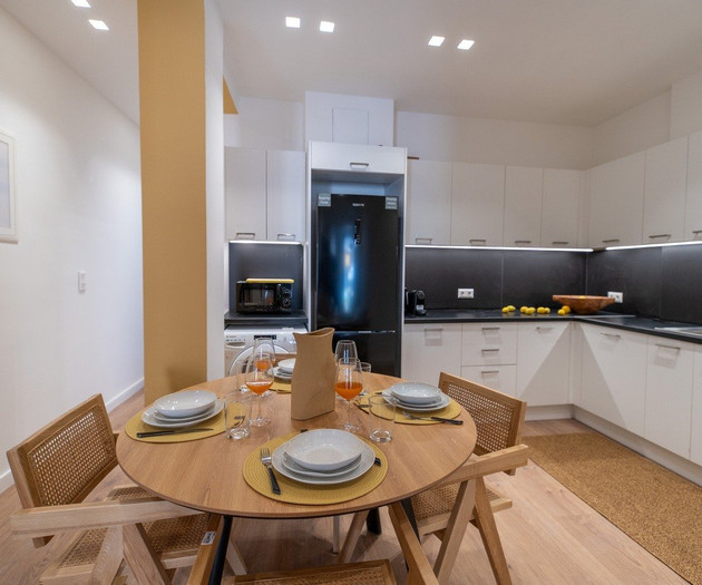 Dining area with open kitchen