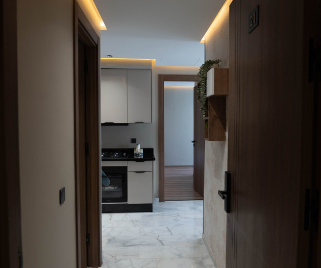 Entrance hallway toward kitchen