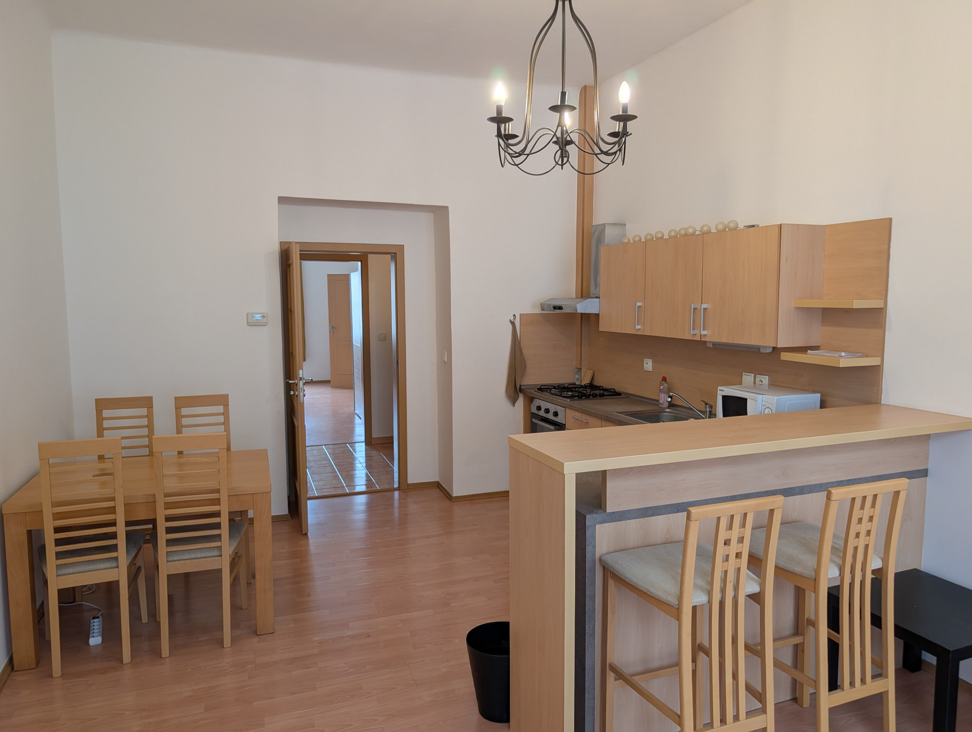 Kitchen dining area with bar seating