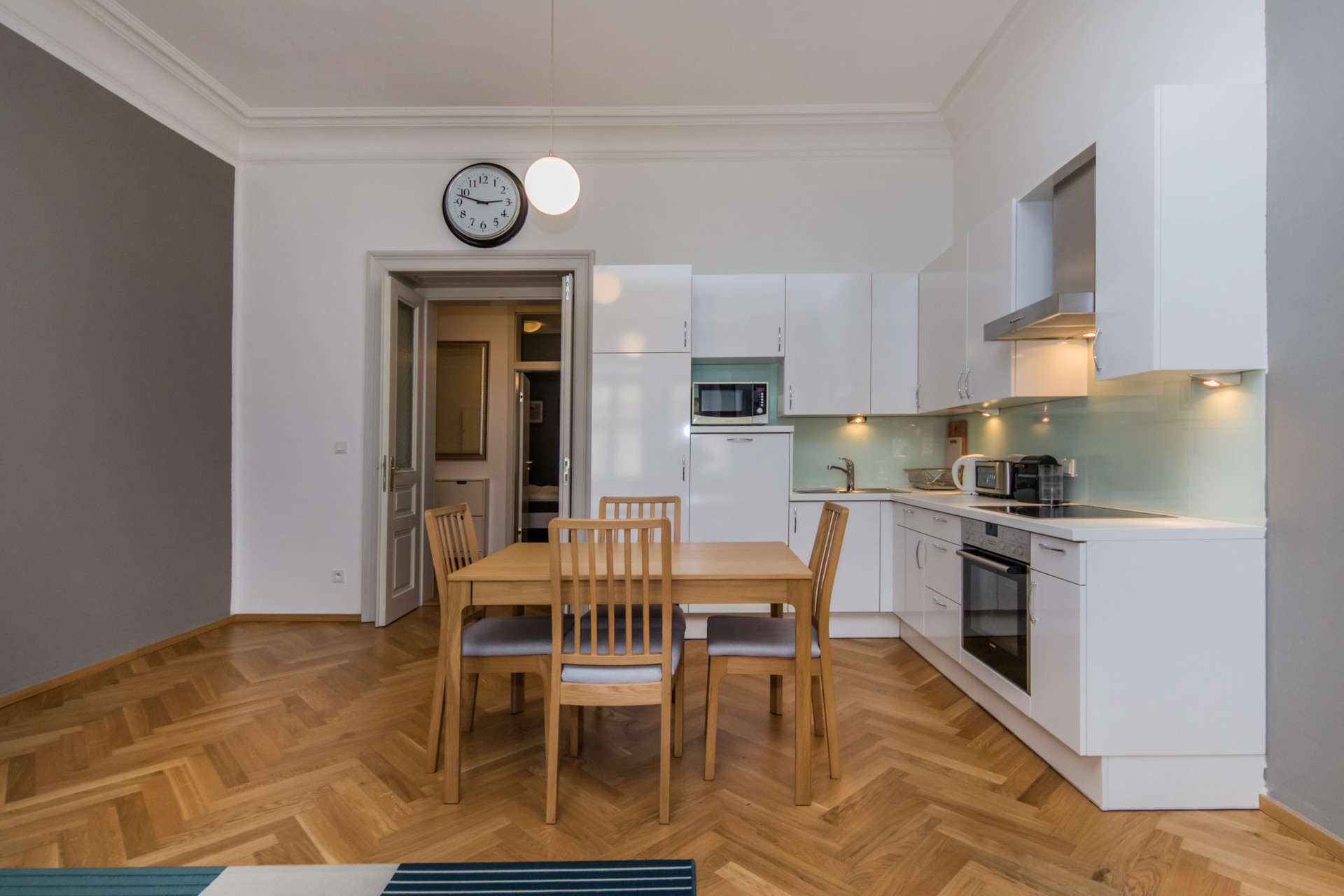 kitchen - stove and oven, fridge and freezer, microwave, dishwasher, coffee maker, kettle, toaster
