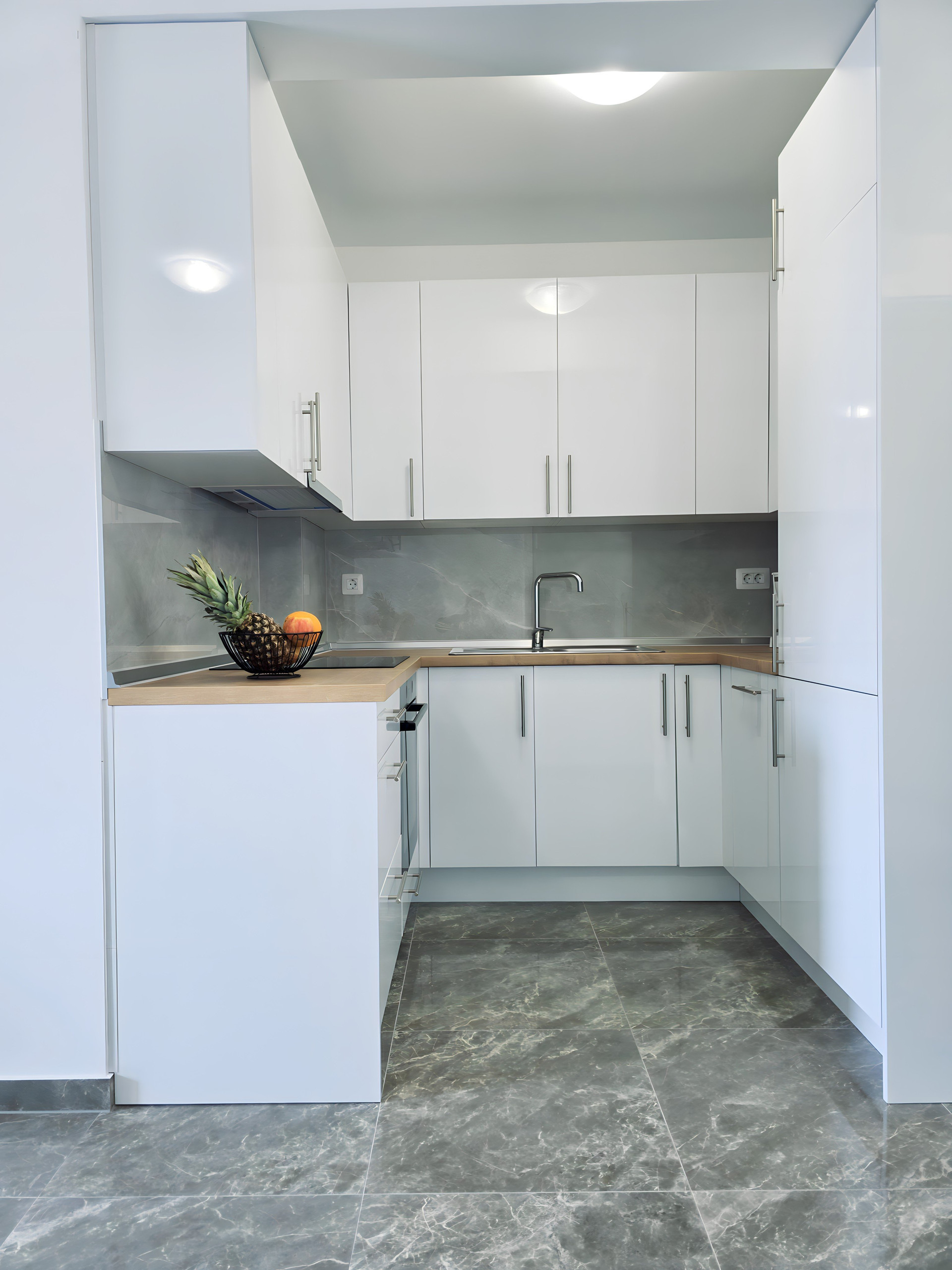 Bright white kitchen with countertop
