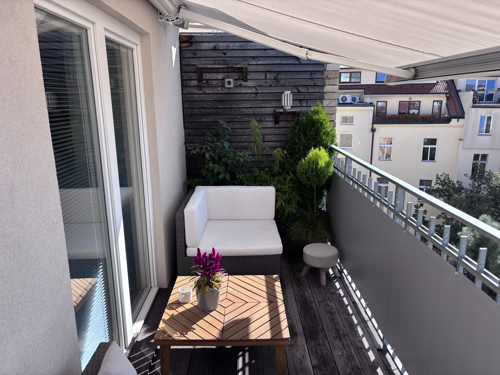 Cozy balcony lounge corner