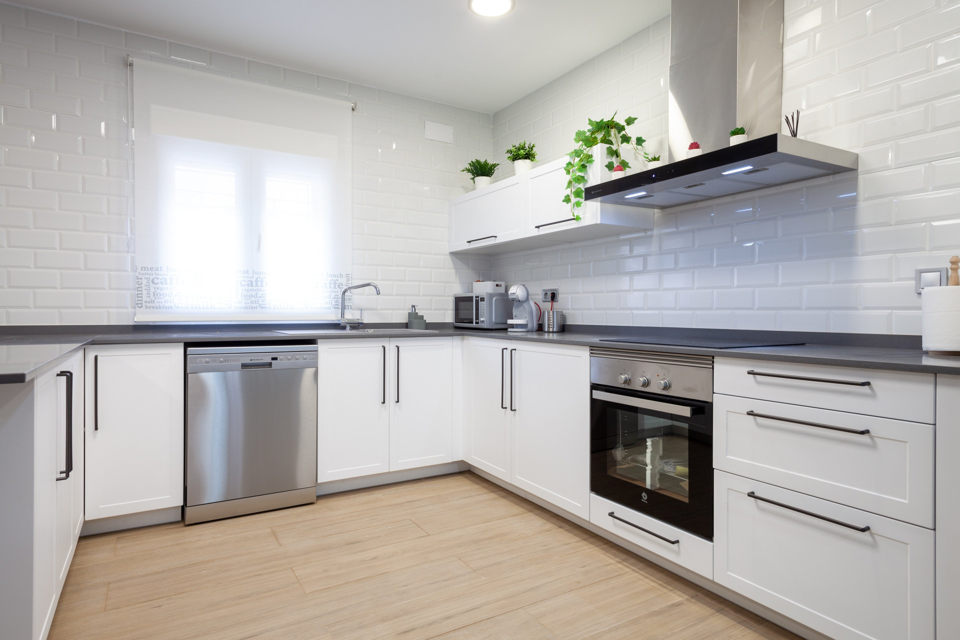 Bright white kitchen corner