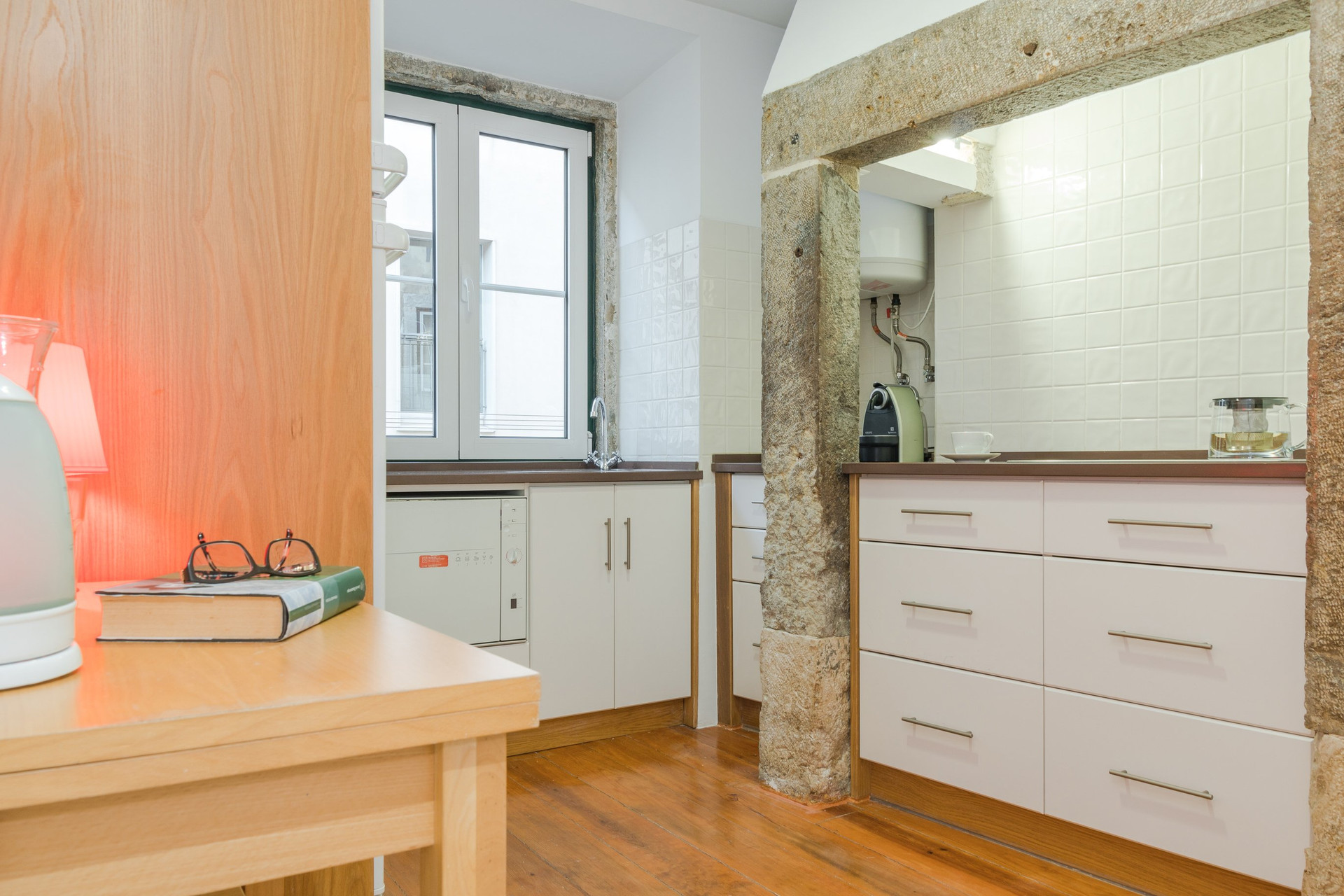 Kitchen with cabinets and appliances