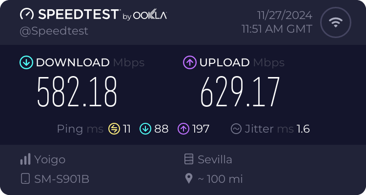 Speedtest.net result