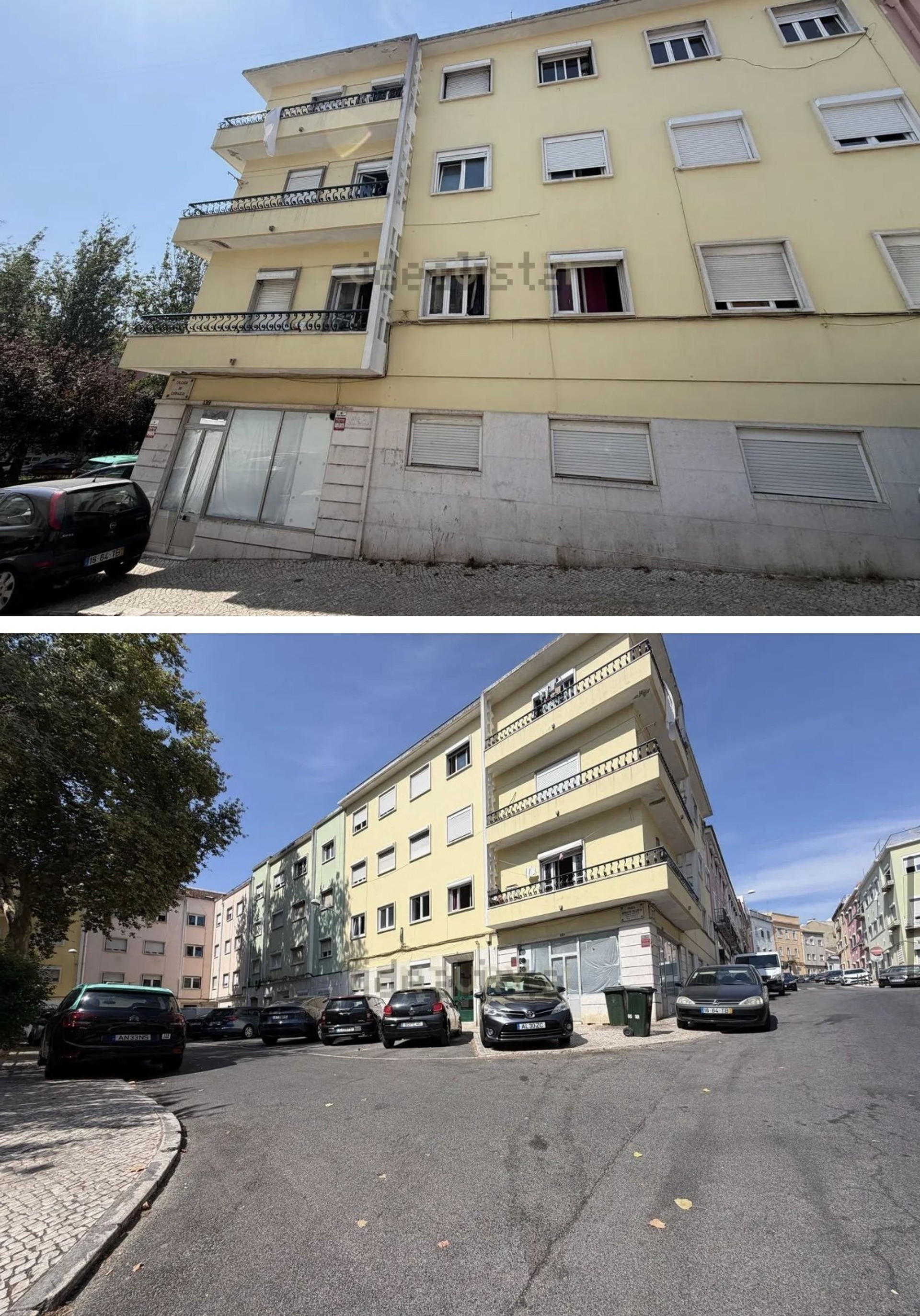Yellow apartment building street views
