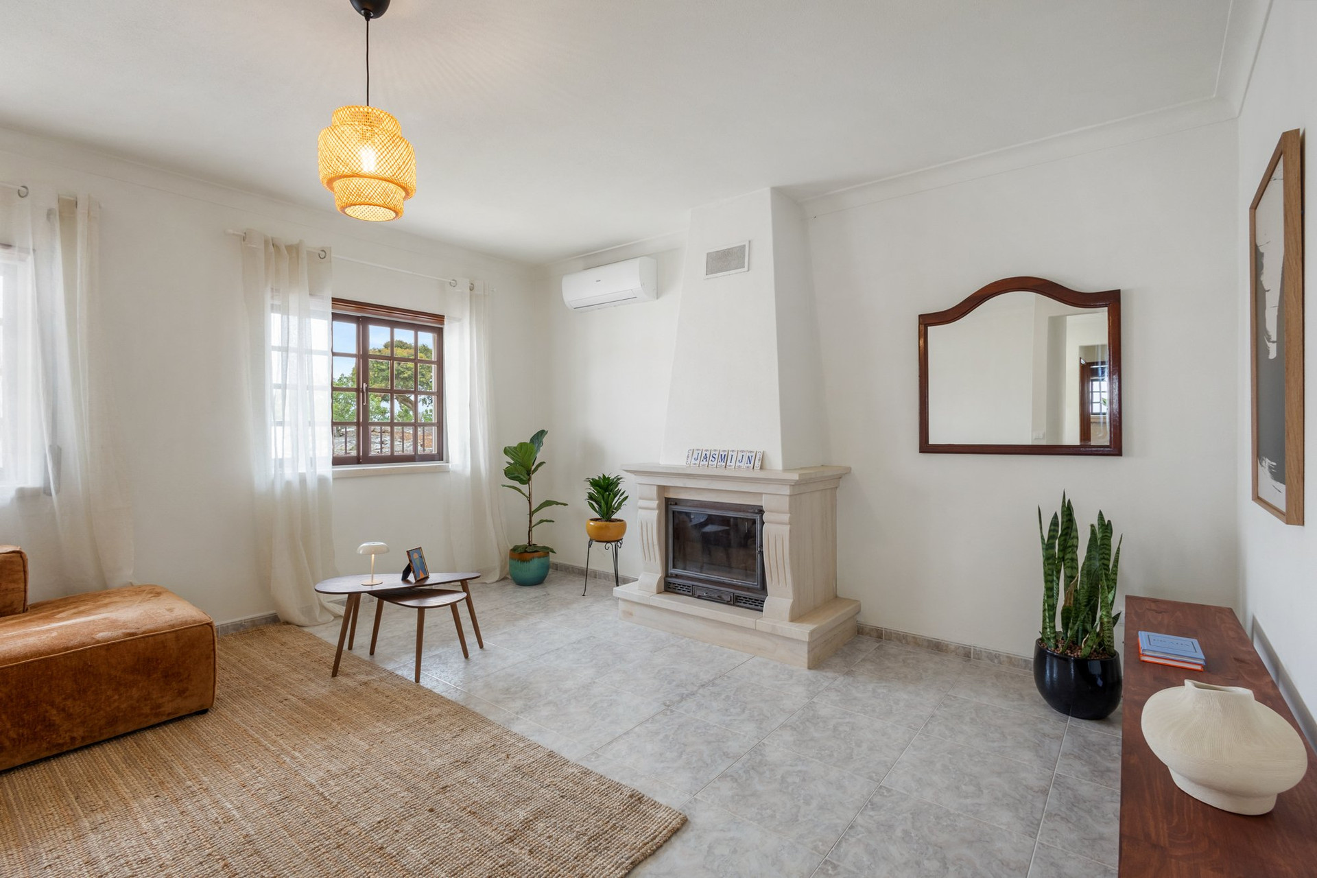 Living room with fireplace