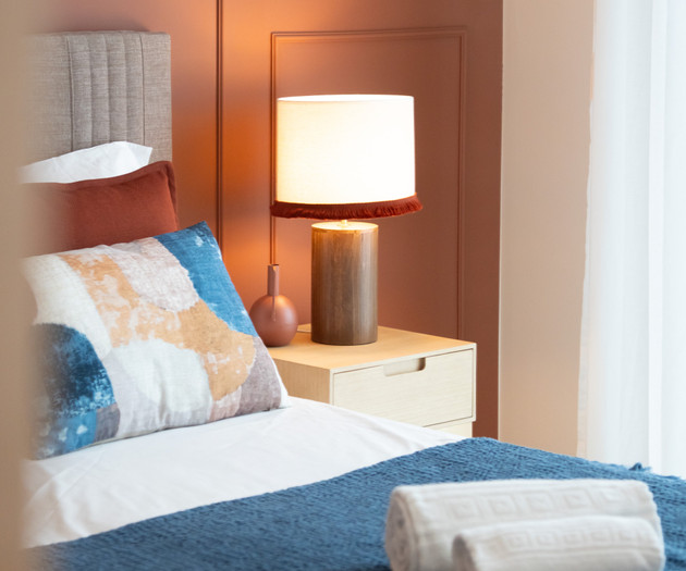 Bedside table with lamp