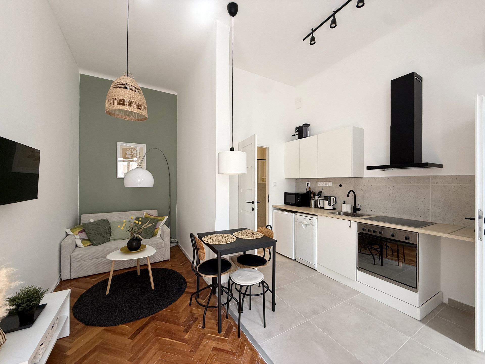 Open plan living room and kitchen