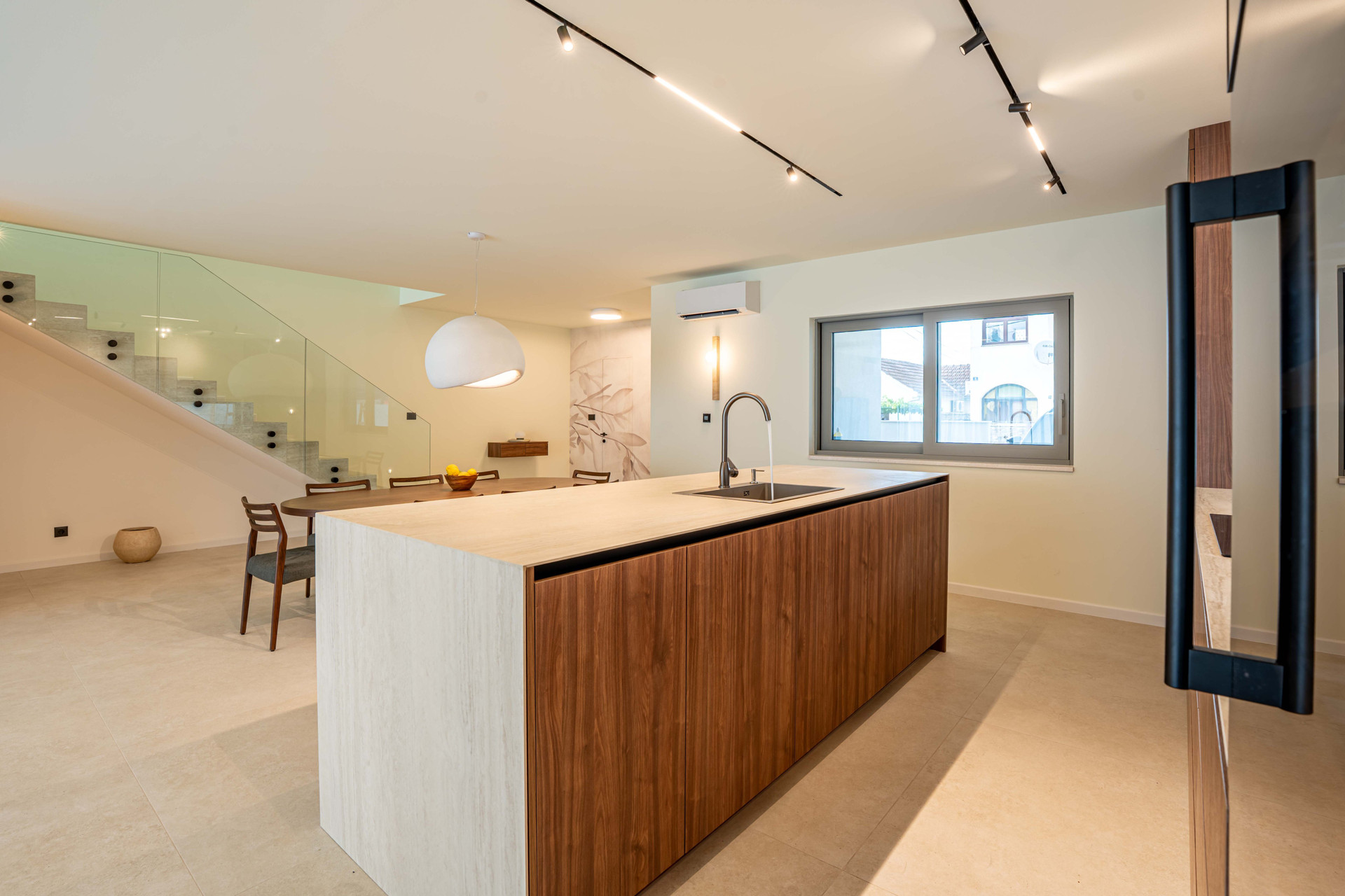 Kitchen island and dining area