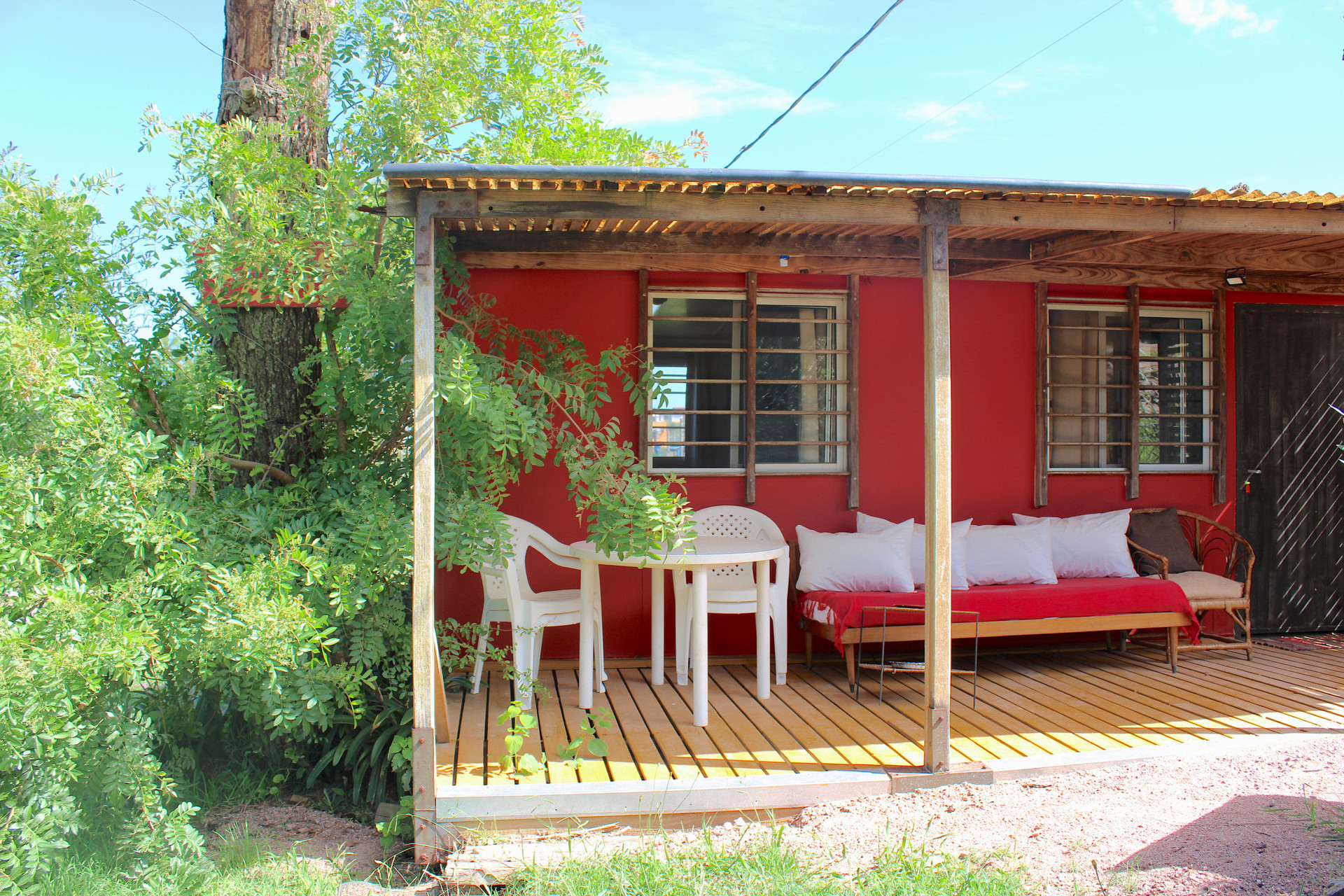 Covered terrace with seating area