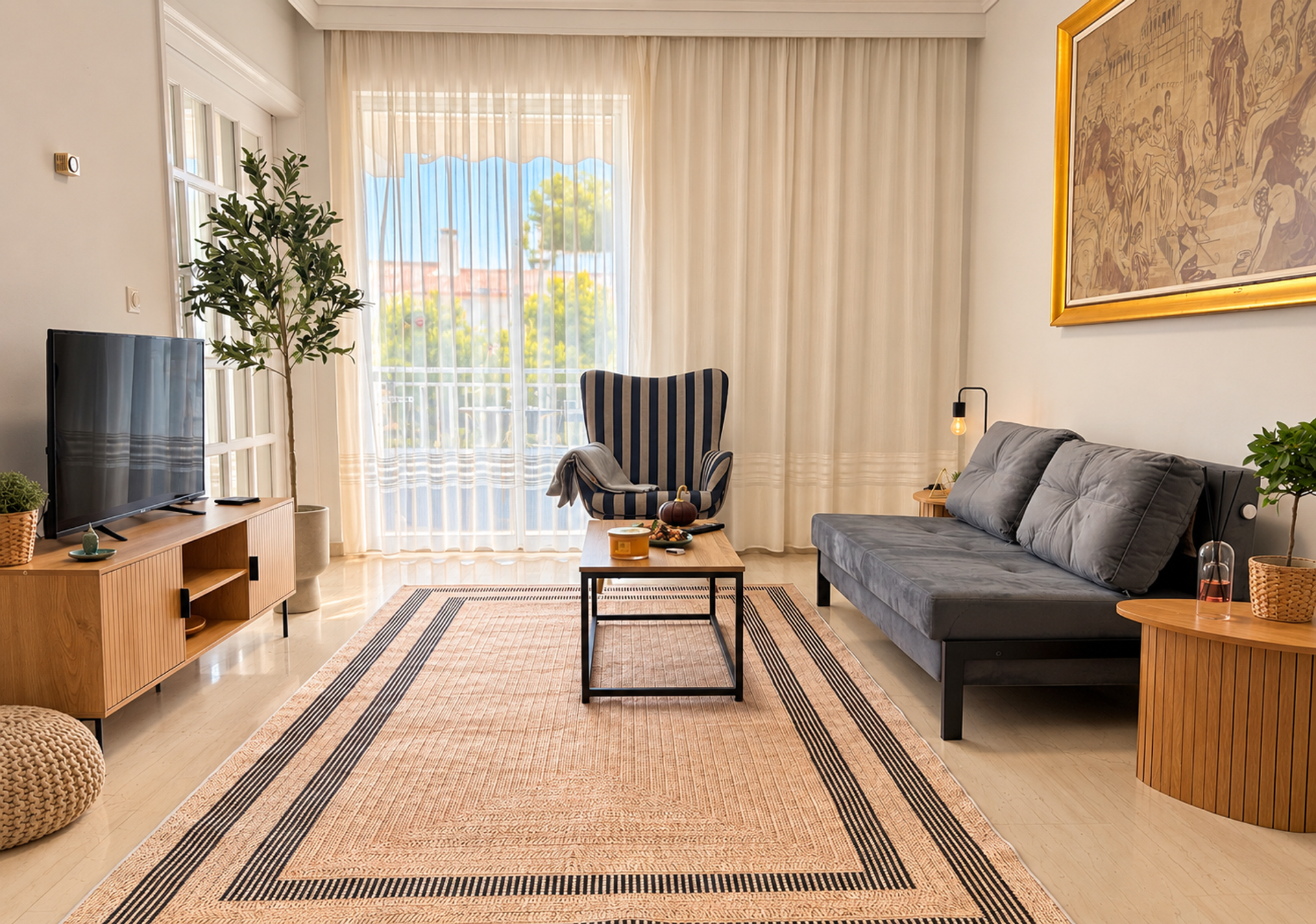 Spacious living room seating