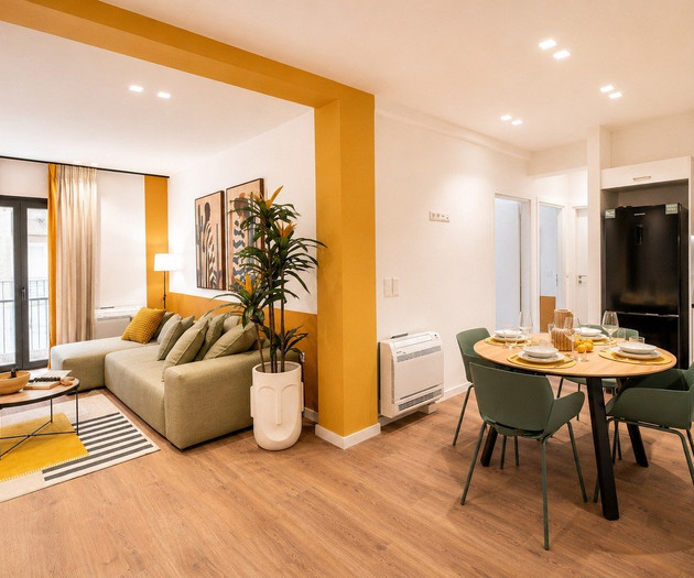 Open living and dining area
