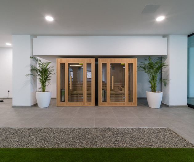 Sauna cabins in spa area
