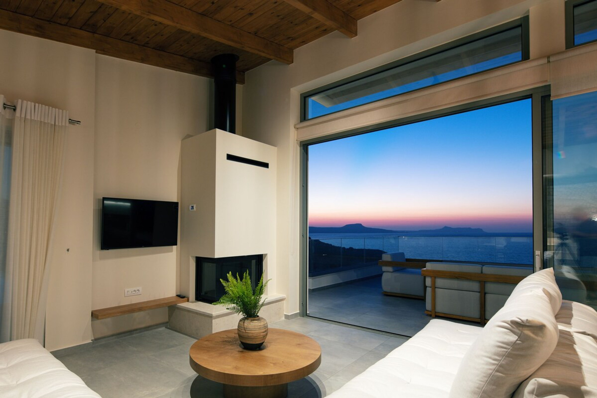 Living room and the spacious balcony