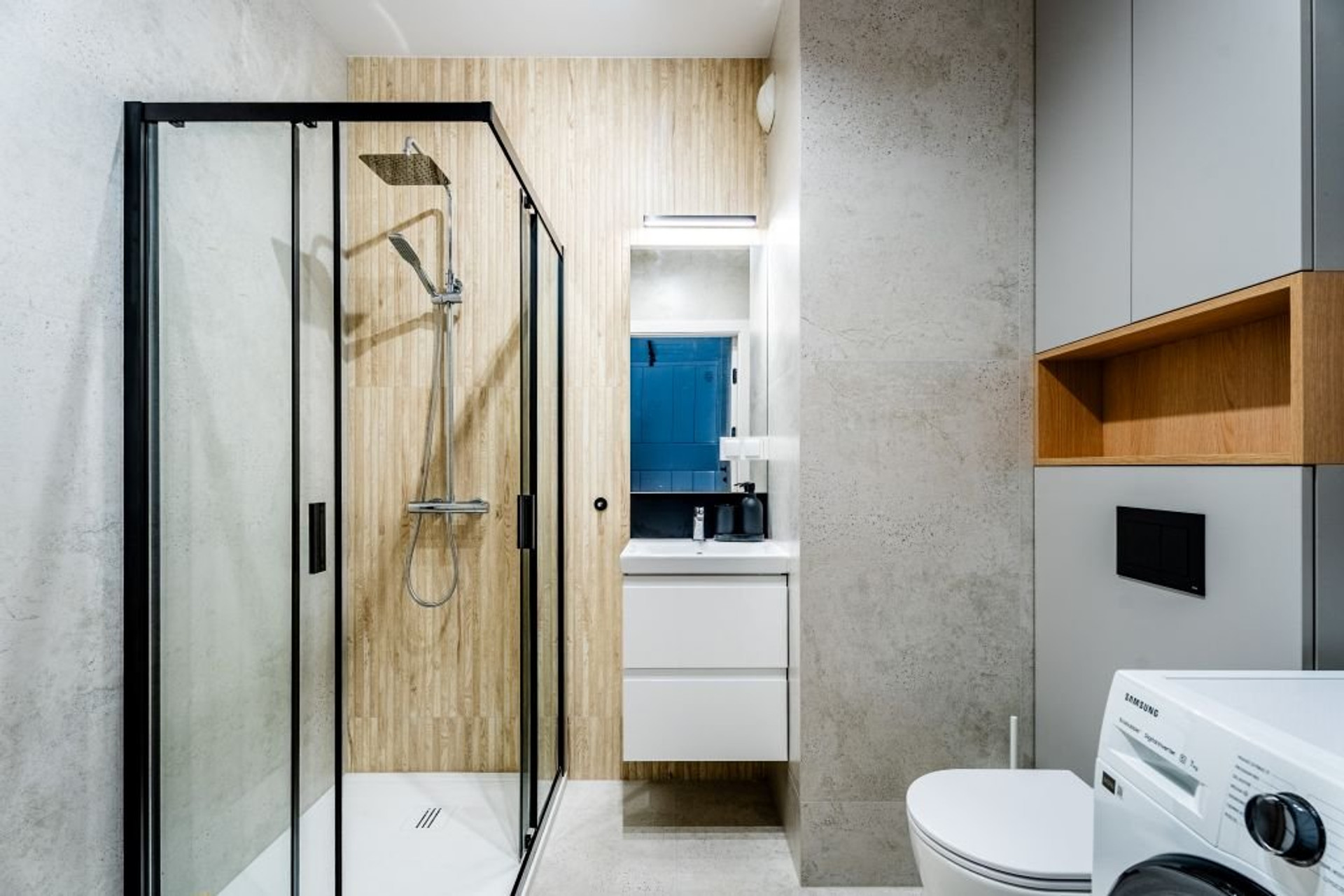 Modern bathroom with glass shower