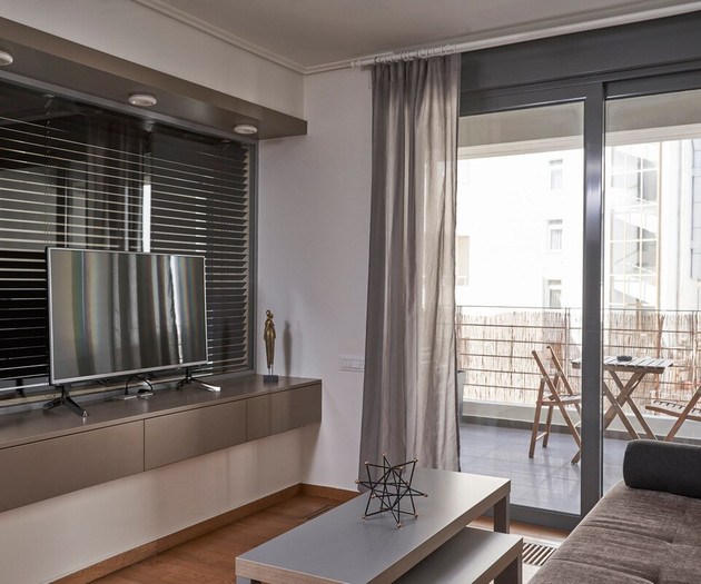 The modern living room with a balcony