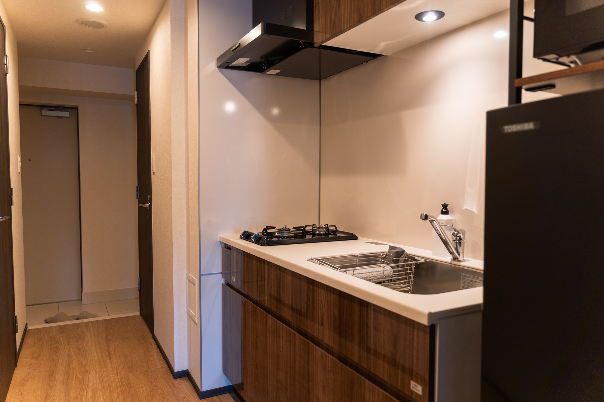 Kitchen counter and hallway