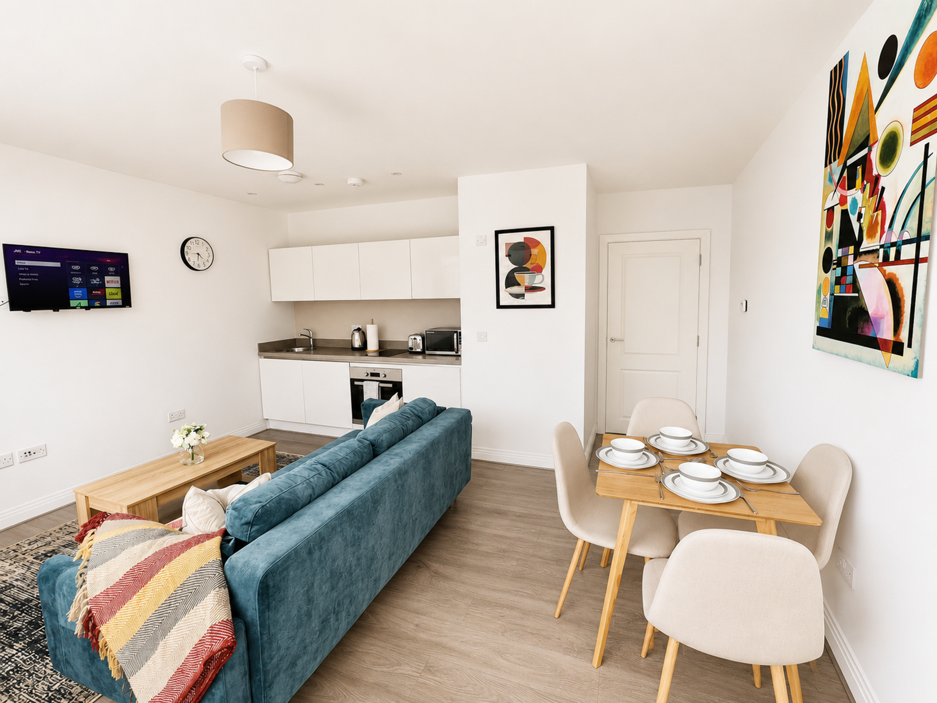 Open-plan living room and kitchen