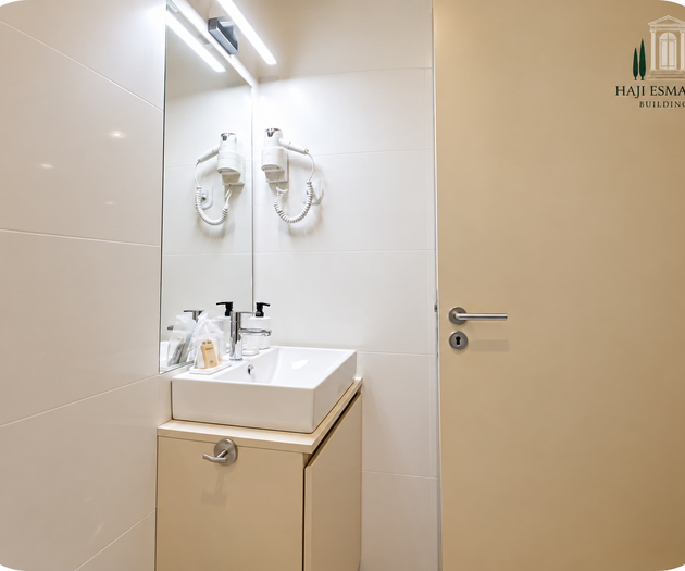 Bathroom vanity with hairdryers