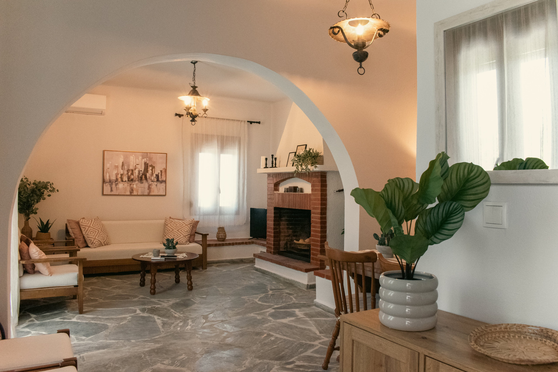 Cozy living room with fireplace