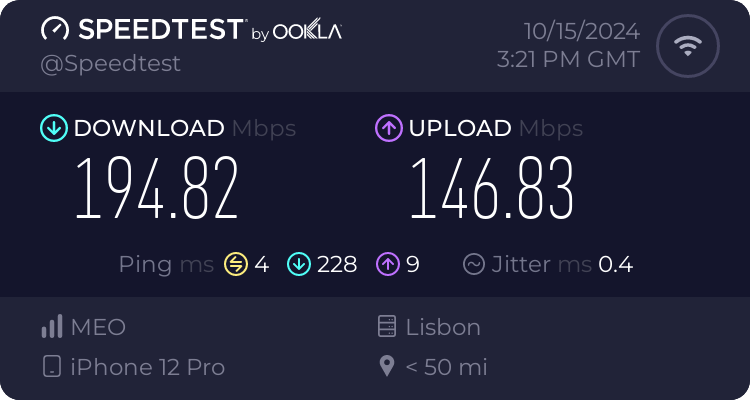 Speedtest.net result