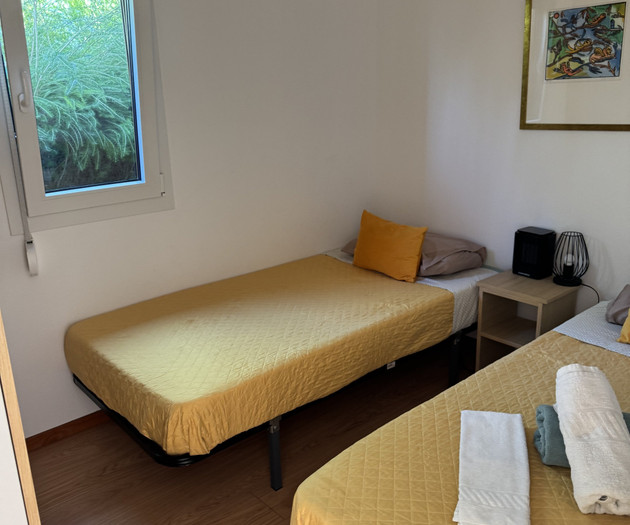Twin beds with garden window