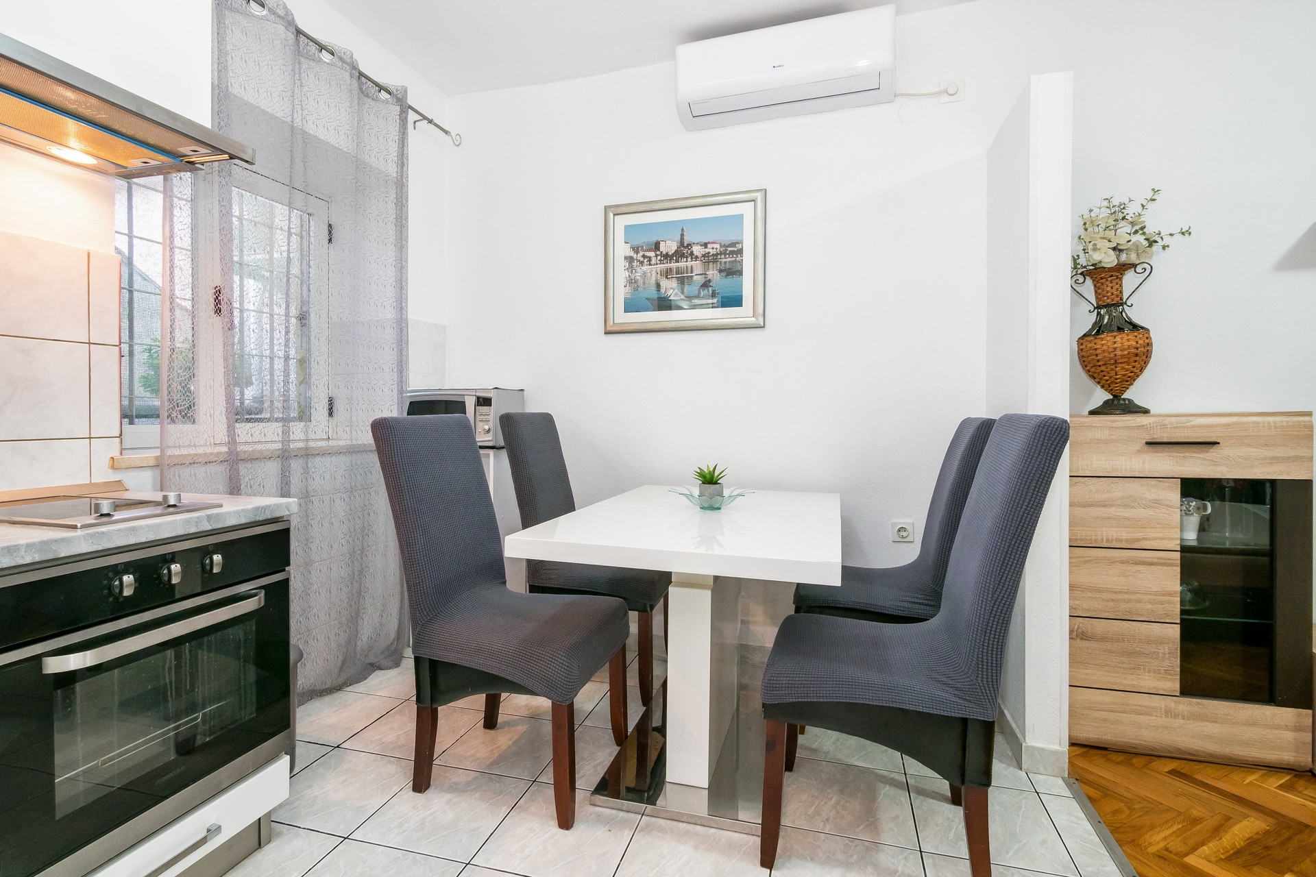 Dining area with kitchen view