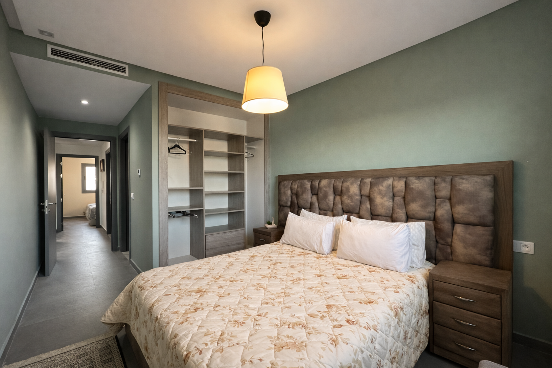 Master bedroom with hallway view