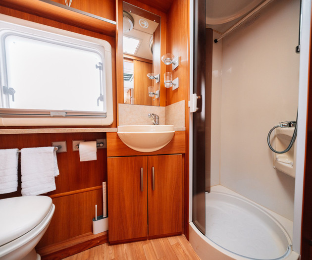 Bathroom with sink and shower