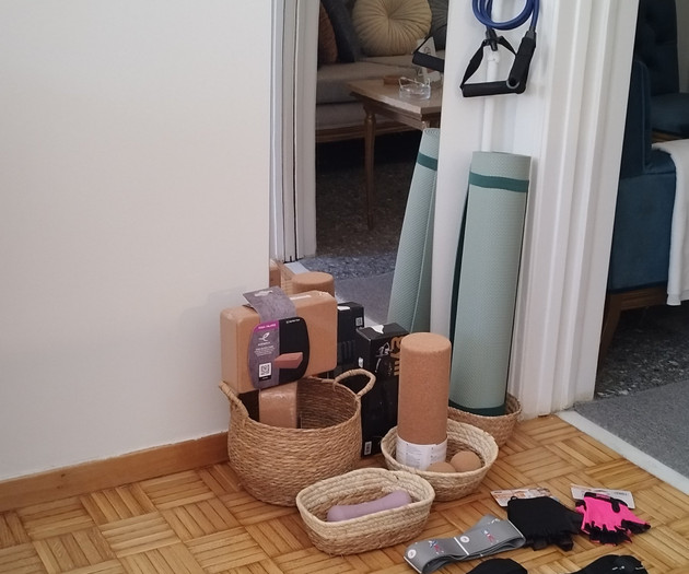 Fitness gear near mirror