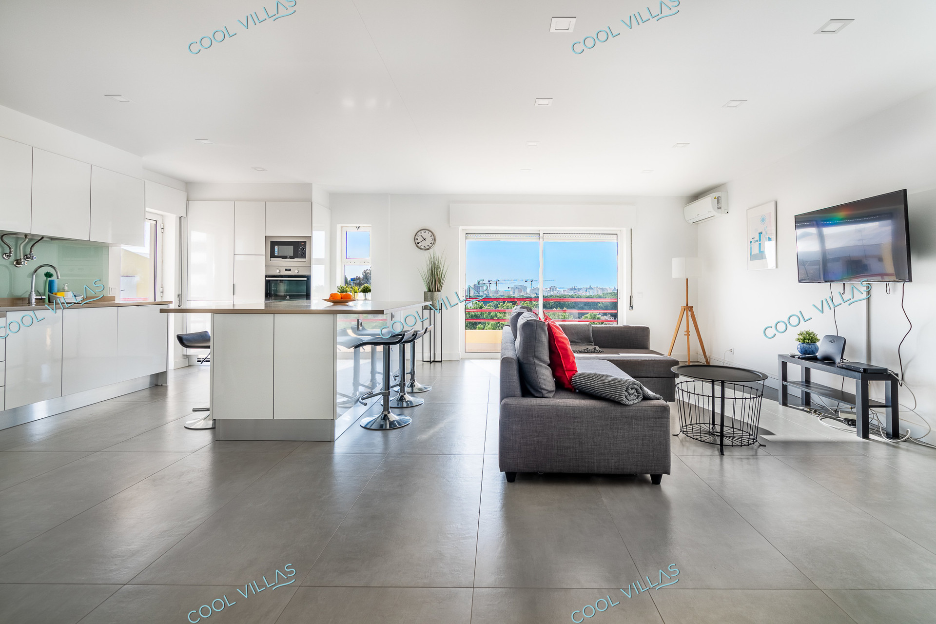 Open kitchen and living room view