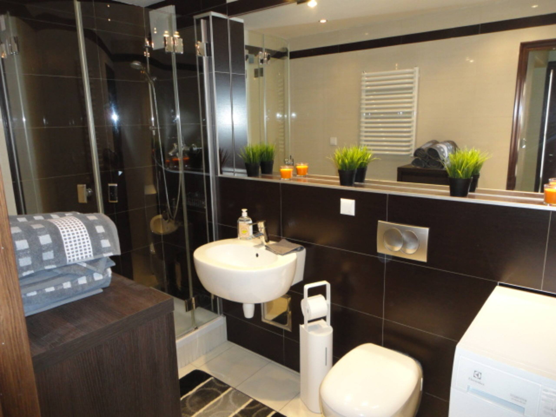 Bathroom with shower and sink