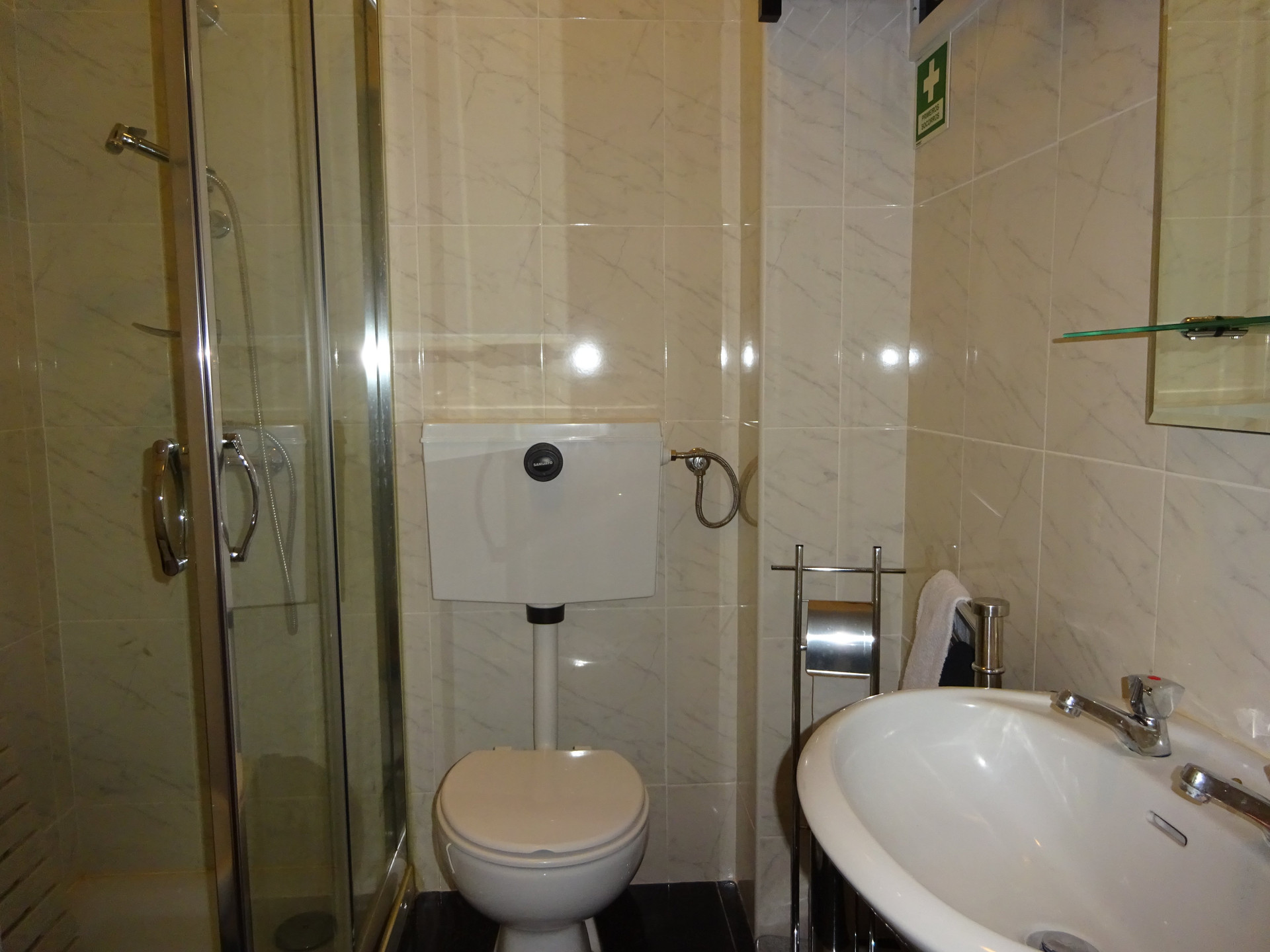 Bathroom with shower and sink