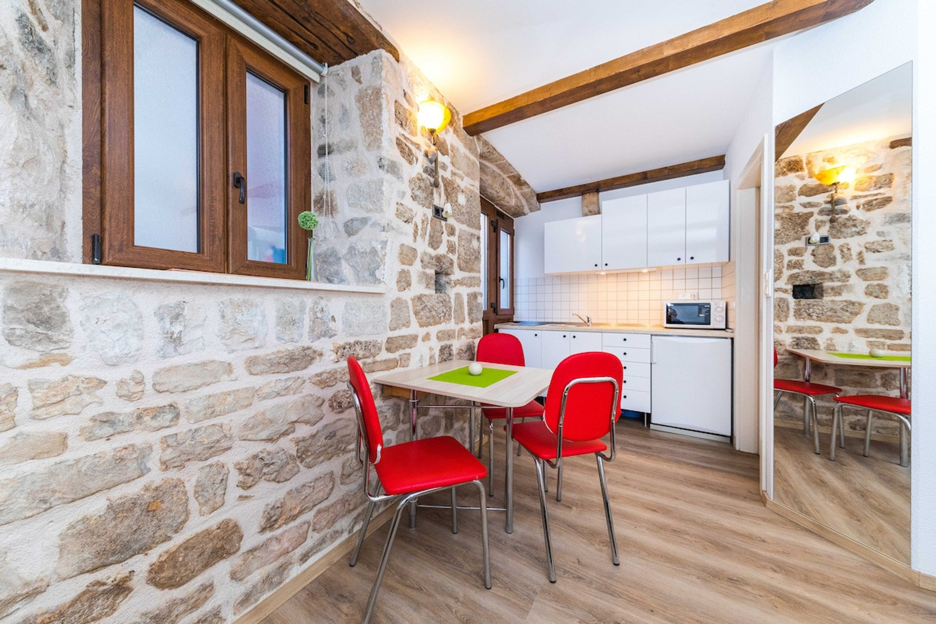 Dining area and kitchenette.