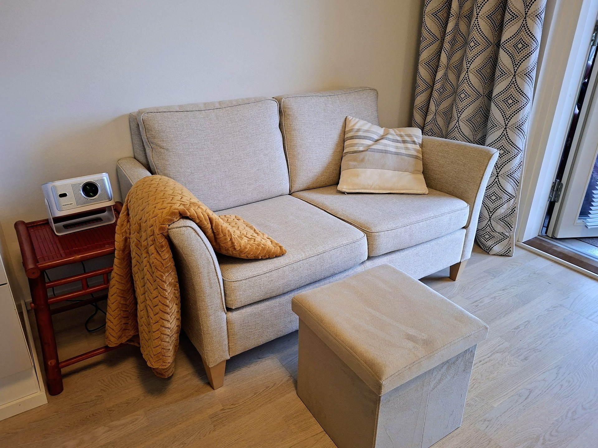 Cozy sofa with ottoman