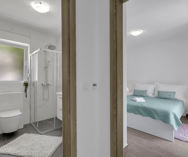 Bathroom and bedroom hallway view